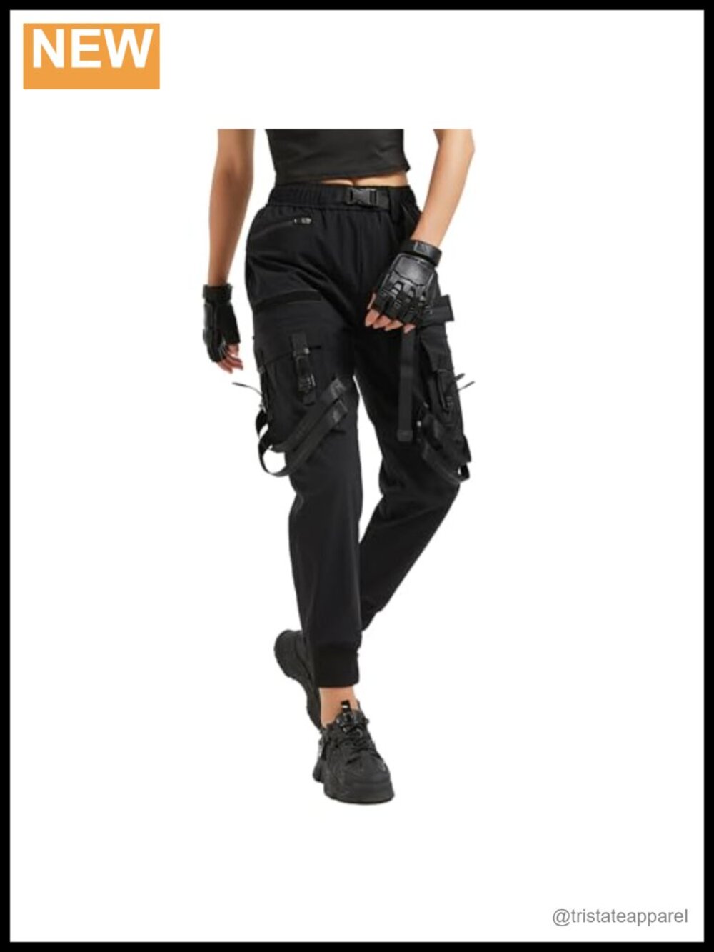 High Waisted Cargo Joggers Techwear Tactical Sweatpants Nylon Spandex